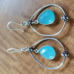 Blue Chalcedony Dangle Earrings Silver